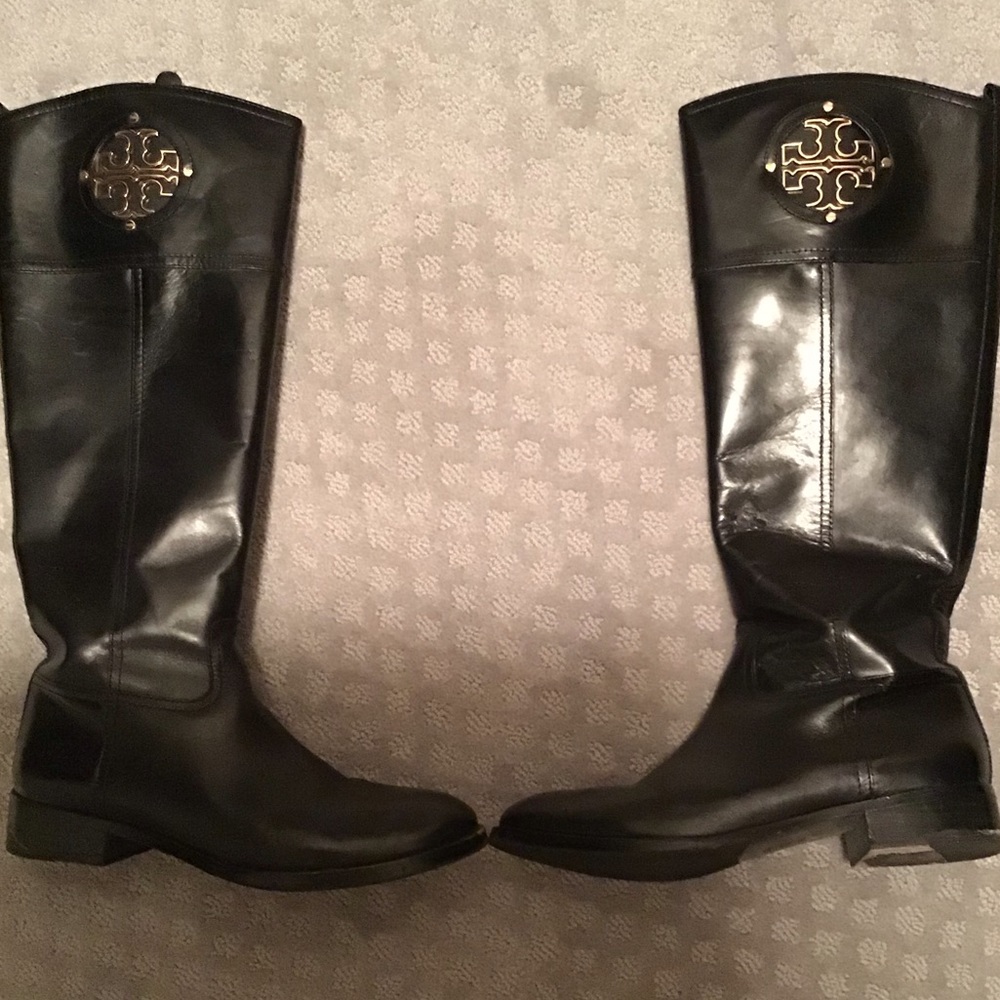 Black Leather Tory Burch Tall Riding Boots